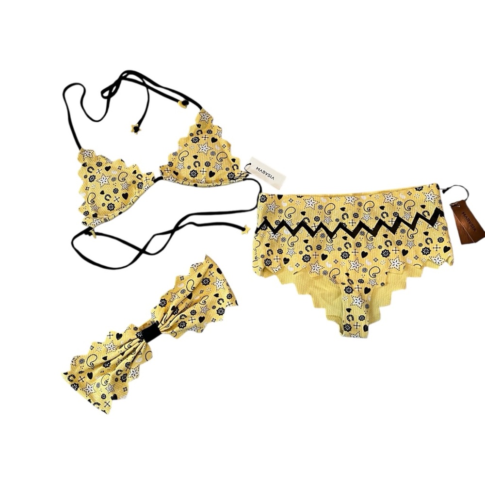 Marysia Swim Yellow Scalloped Triangle Bikini Set